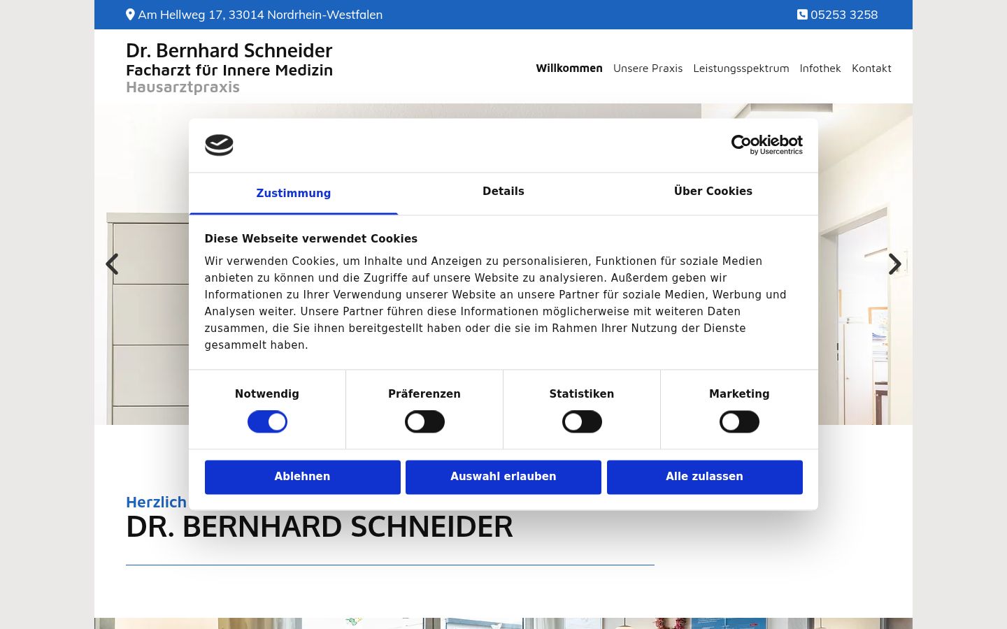 Screenshot of the consent banner shown before any interaction