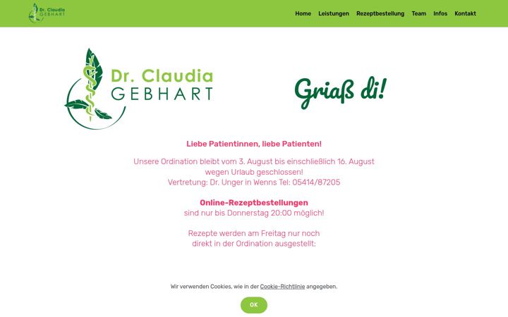 Snímek obrazovky dr-claudiagebhart.at