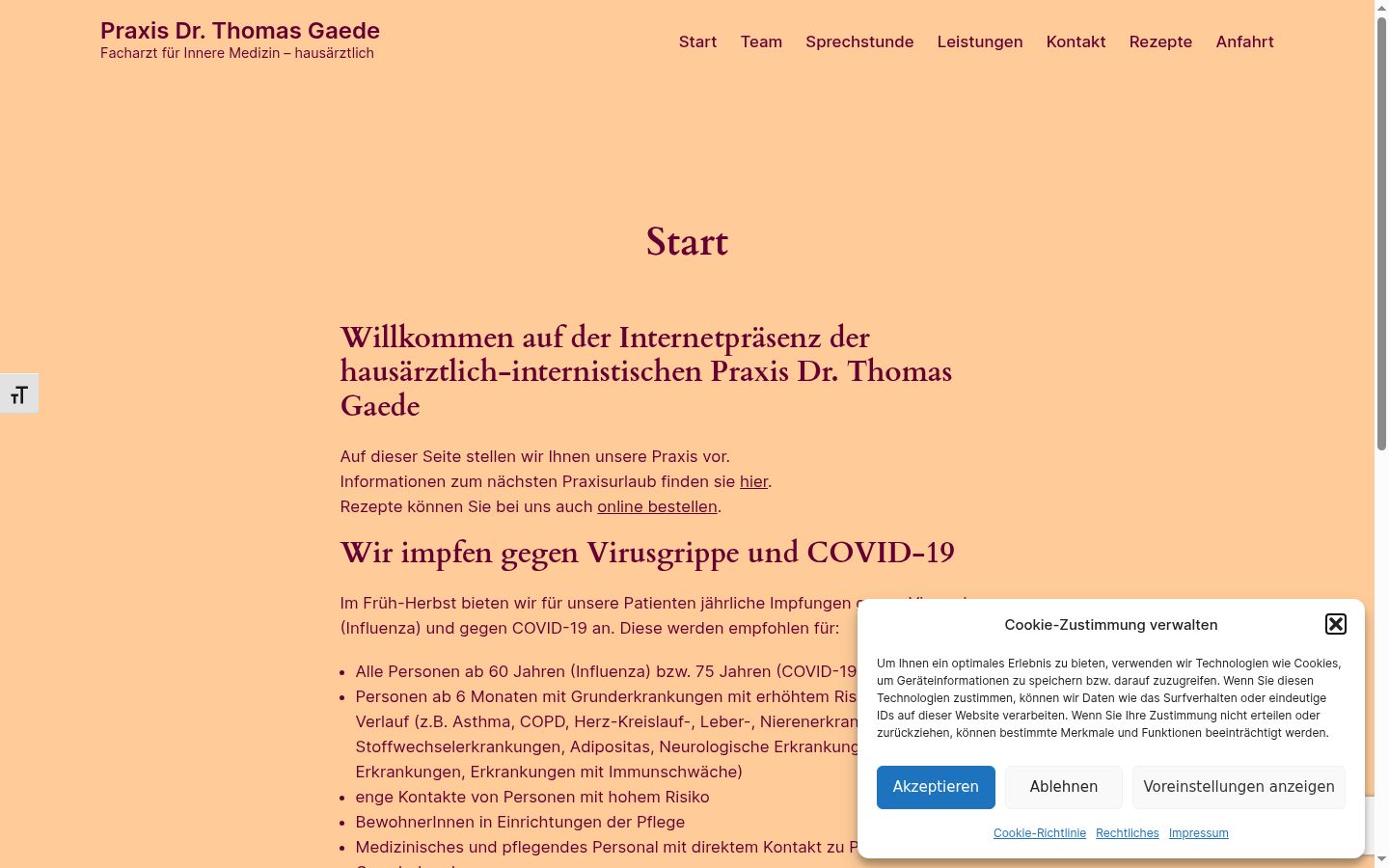 Screenshot of the consent banner shown before any interaction