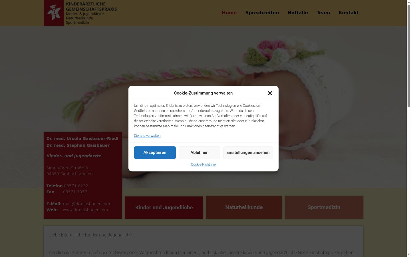 Ekrānuzņēmums ar piekrišanas baneri, kas tika rādīts pirms jebkādas mijiedarbības