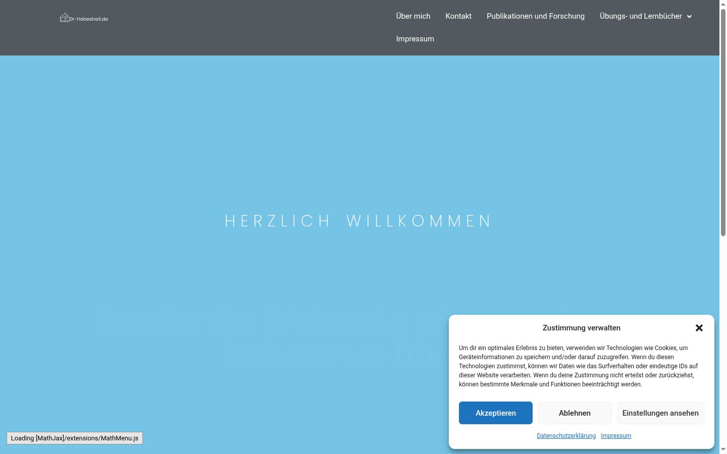 Screenshot des Einwilligungsbanners vor jeglicher Interaktion