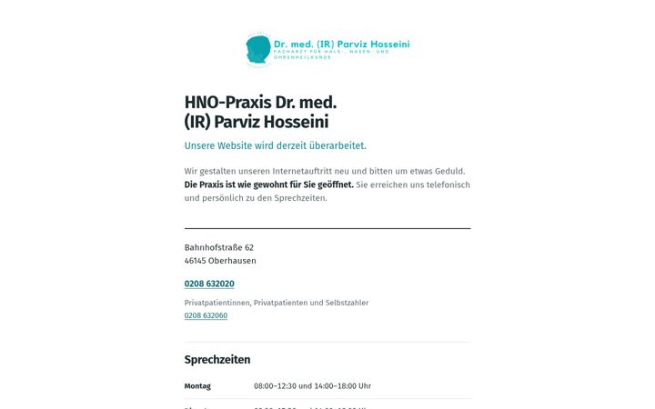 Ekraanipilt saidist dr-hosseini-hno.de