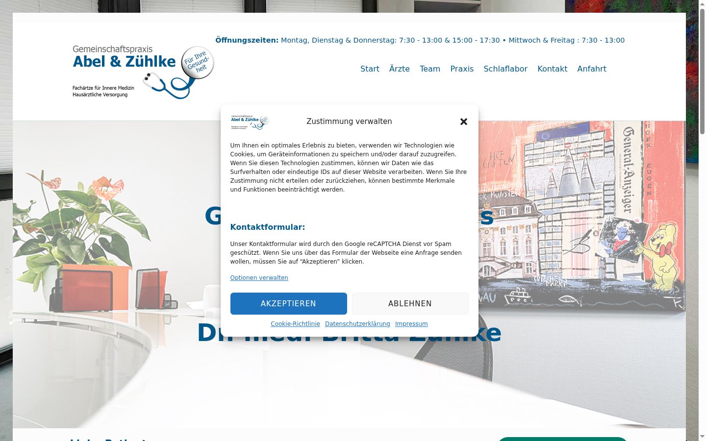 Screenshot del banner di consenso mostrato prima di qualsiasi interazione