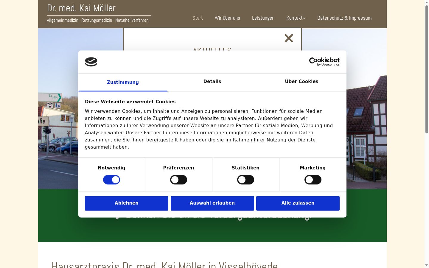 Screenshot of the consent banner shown before any interaction