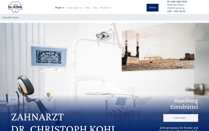 Ekraanipilt saidist dr-kohl-hamburg.de
