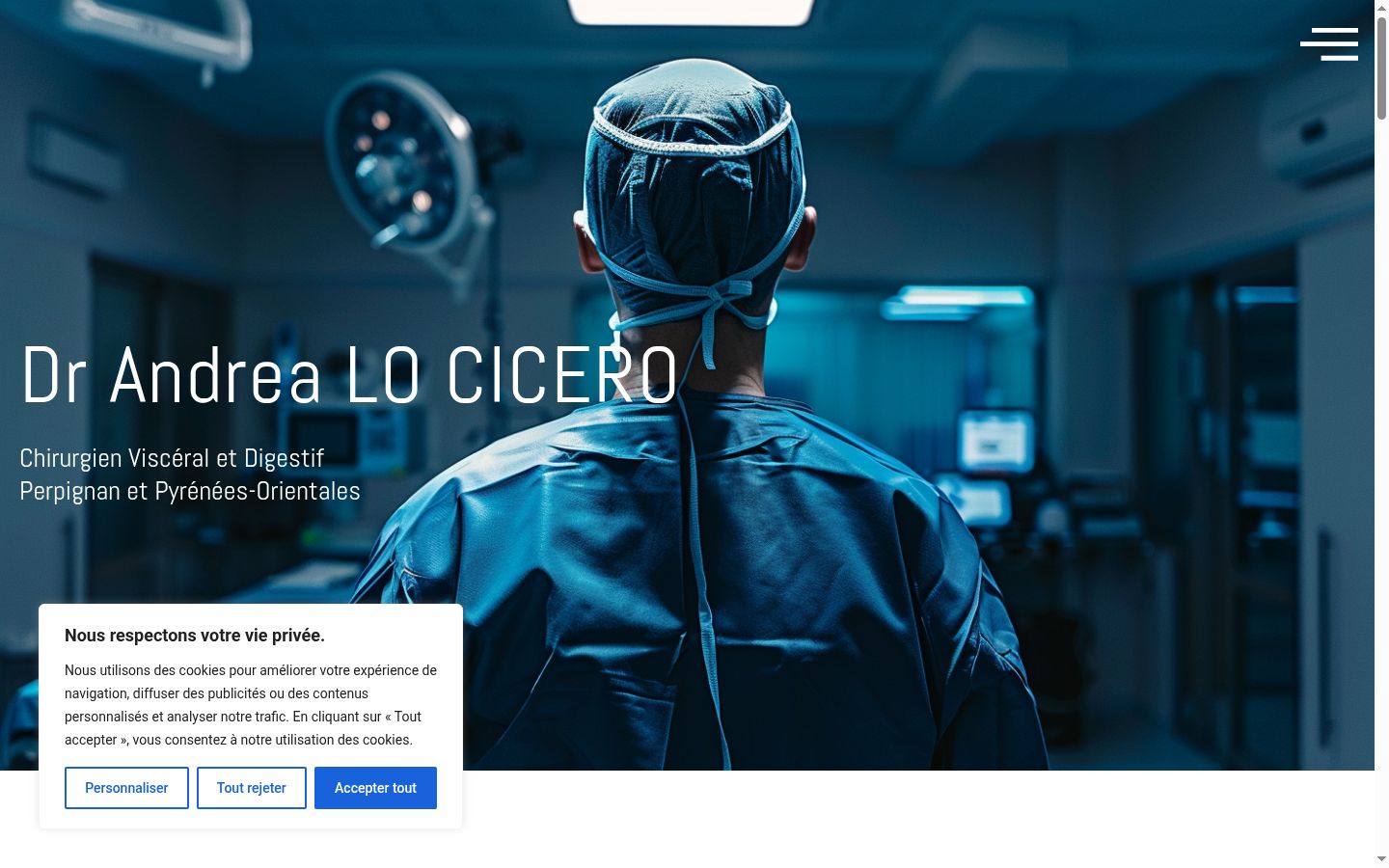 Captura de pantalla del banner de consentimiento mostrado antes de cualquier interacción