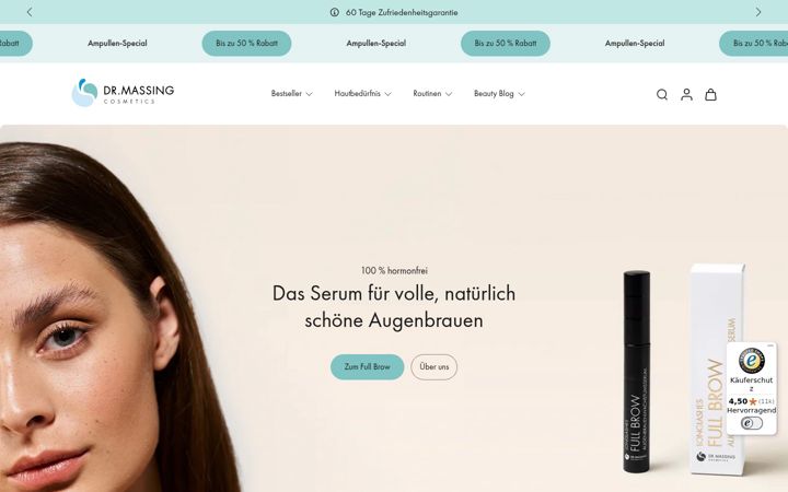Ekraanipilt saidist dr-massing-cosmetics.de