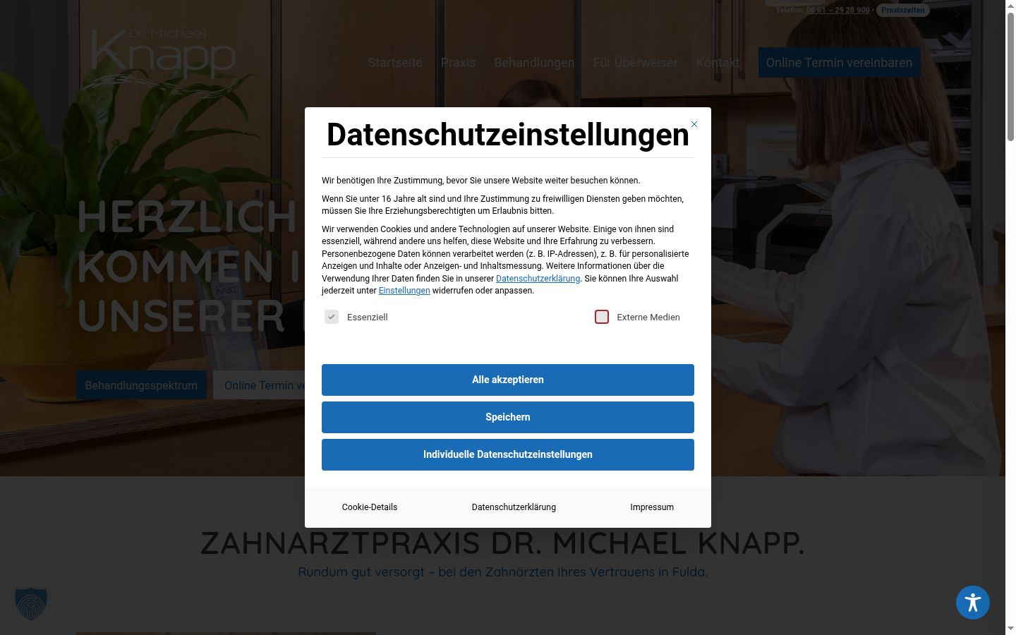 Screenshot tal-banner tal-kunsens muri qabel kwalunkwe interazzjoni