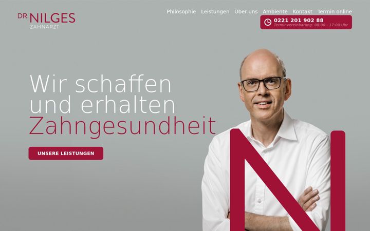 Ekraanipilt saidist dr-nilges-koeln.de