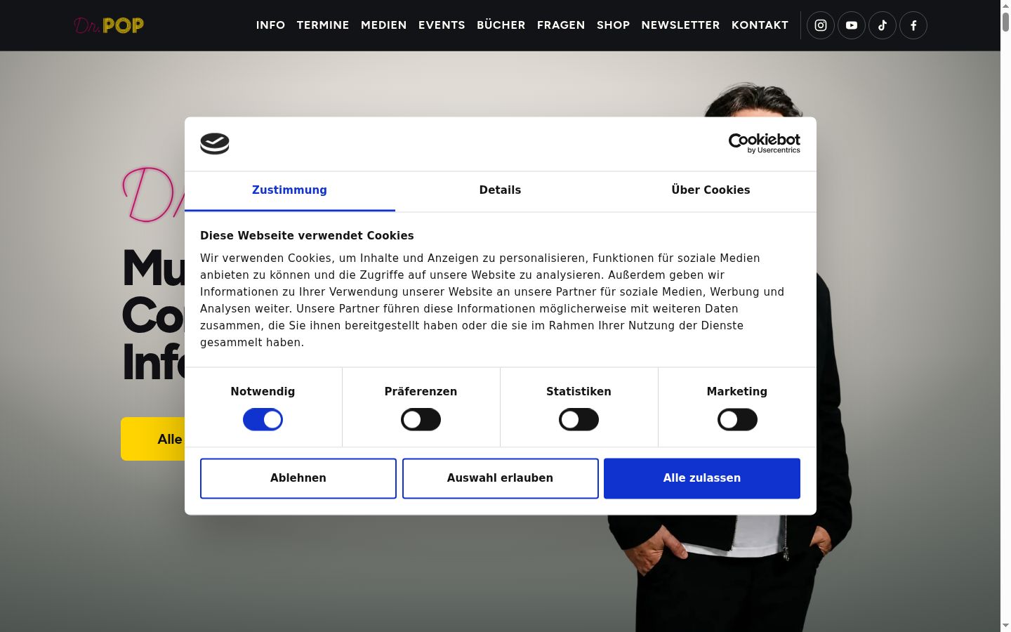 Kuvakaappaus suostumusbannerista, joka näytettiin ennen mitään vuorovaikutusta