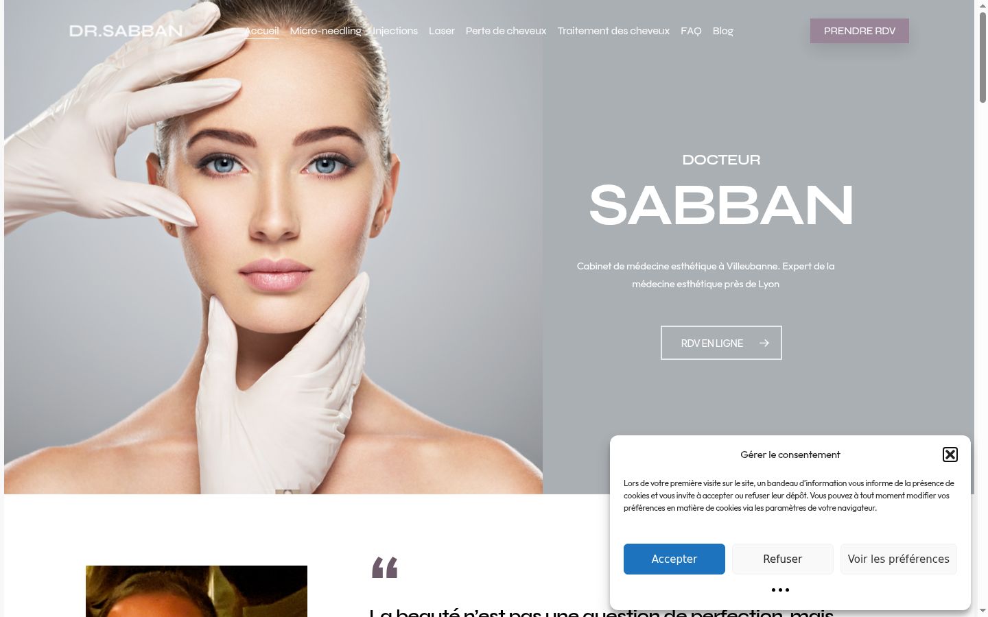 Capture d'écran de la bannière de consentement affichée avant toute interaction