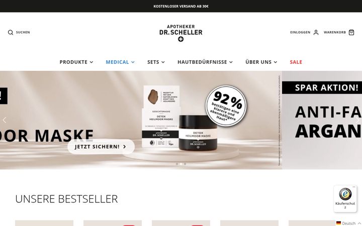 Kuvakaappaus sivustosta dr-scheller.de