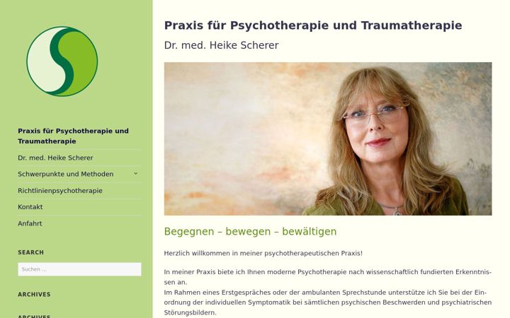 Kuvakaappaus sivustosta dr-scherer-psychotherapie.de