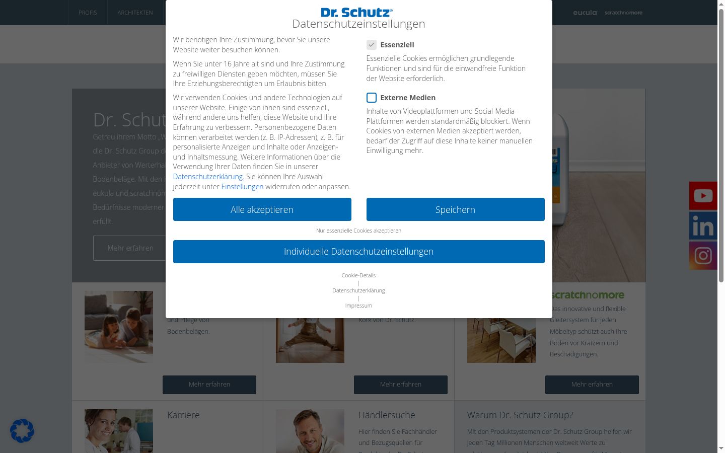 Screenshot tal-banner tal-kunsens muri qabel kwalunkwe interazzjoni