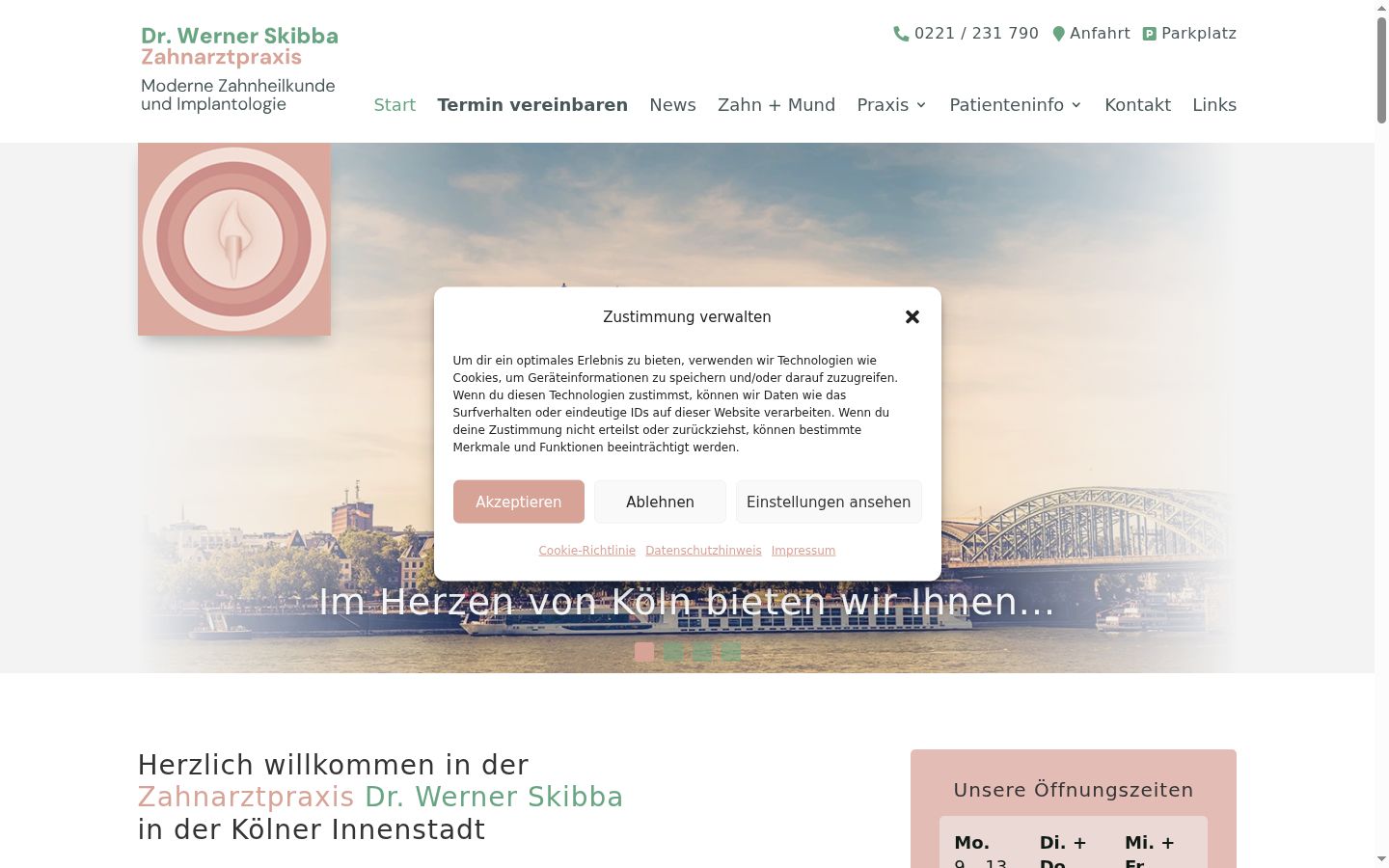 Captura de ecrã do banner de consentimento apresentado antes de qualquer interação