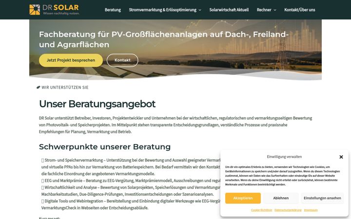 Posnetek zaslona dr-solar.de
