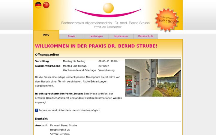 Screenshot of dr-strube.net