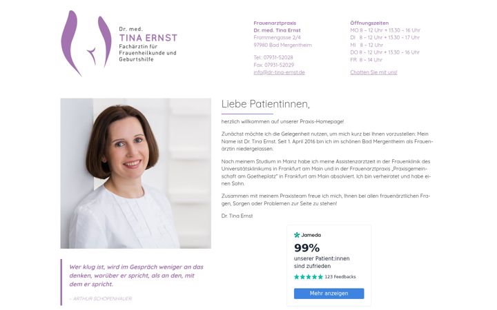 Skjámynd af dr-tina-ernst.de