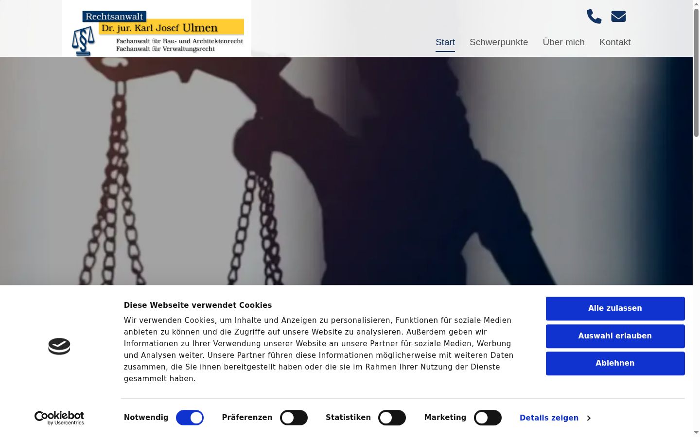 Captura de pantalla del banner de consentimiento mostrado antes de cualquier interacción