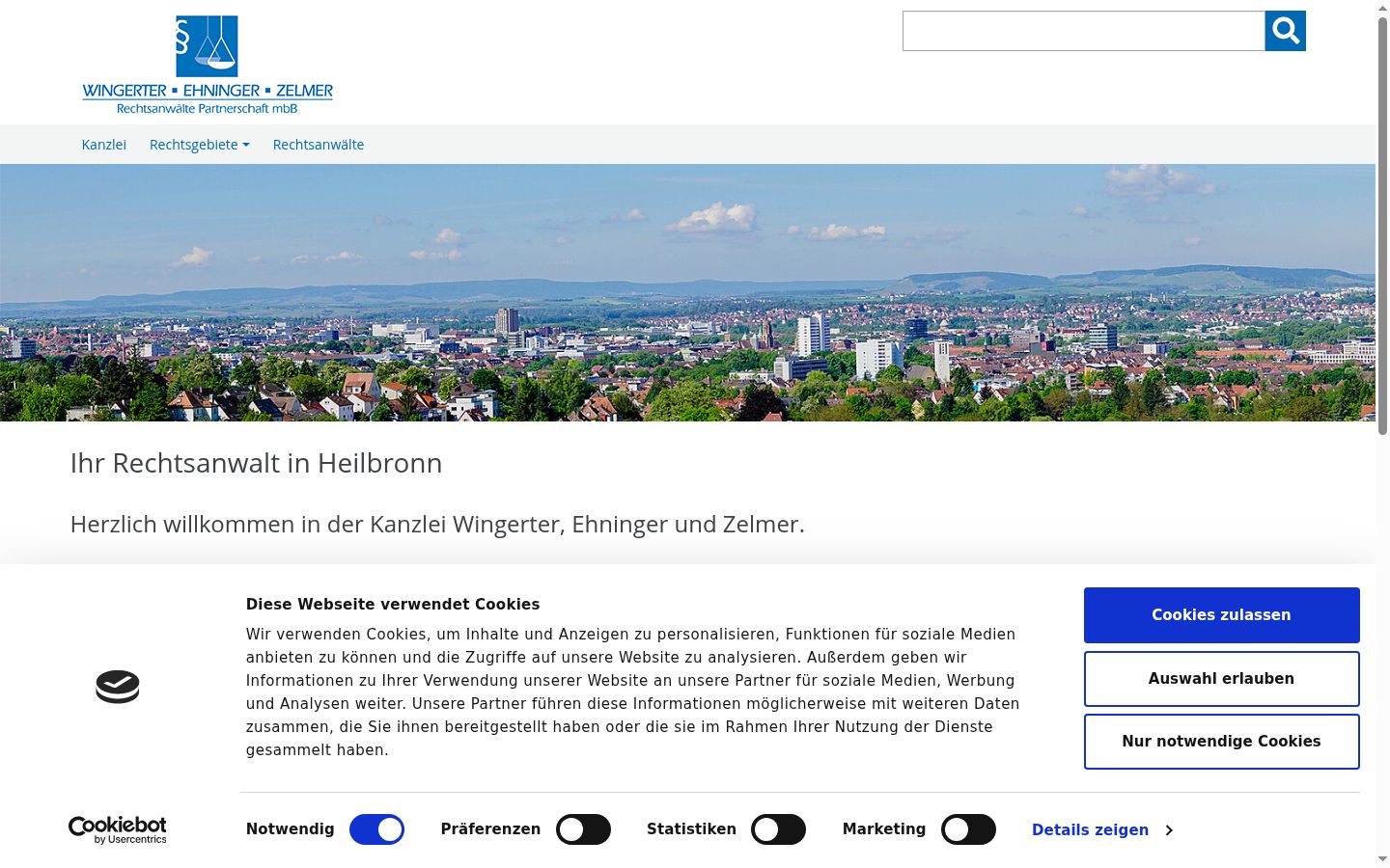 Screenshot of the consent banner shown before any interaction