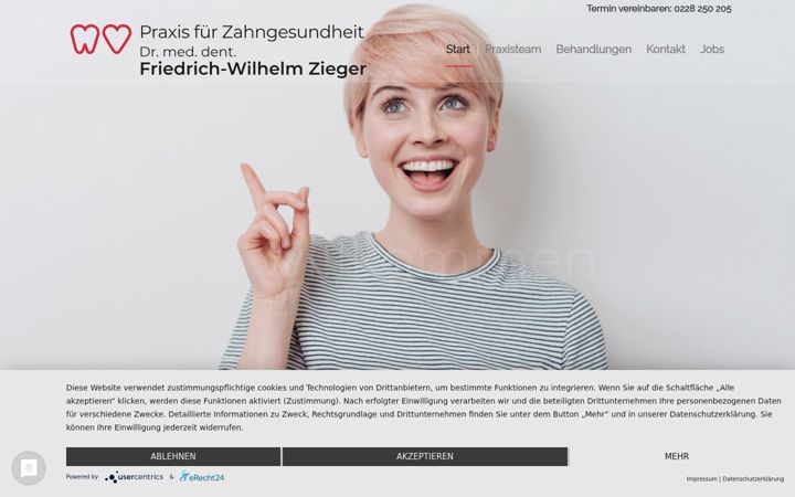 Screenshot of dr-zieger-zahngesundheit.de
