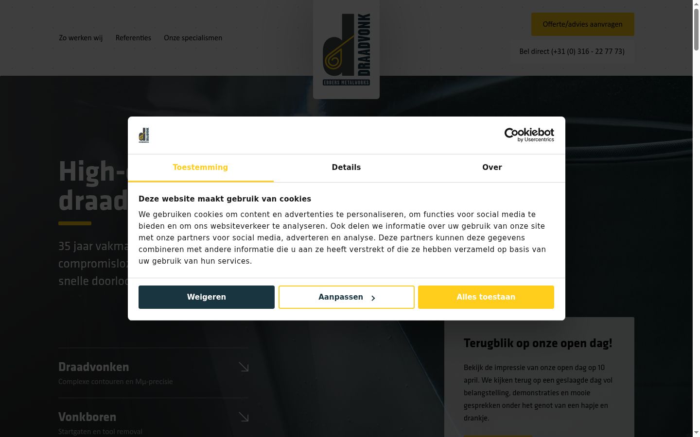 Capture d'écran de la bannière de consentement affichée avant toute interaction