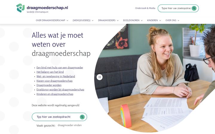 Screenshot του draagmoederschap.nl