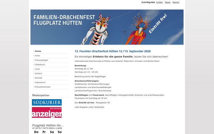Screenshot of drachenfest-huetten.de