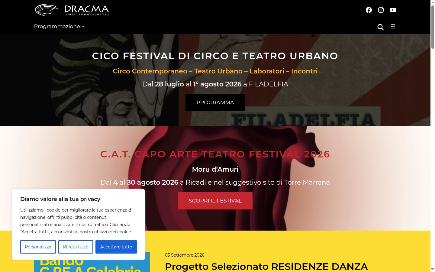 Screenshot del banner di consenso mostrato prima di qualsiasi interazione