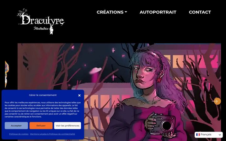Screenshot of draculyre-illustratrice.com