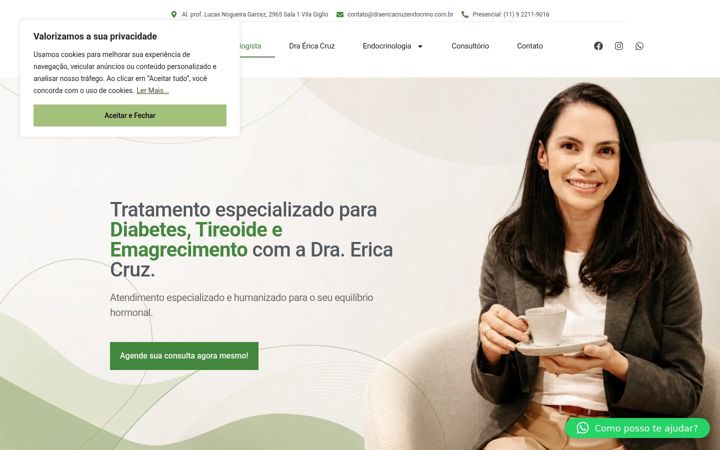 Skärmbild av draericacruzendocrino.com.br