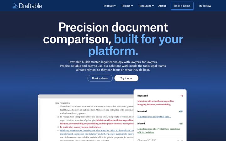 Screenshot of draftable.com
