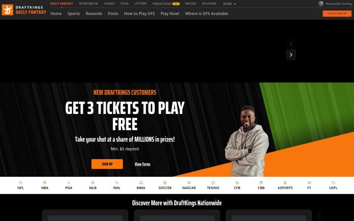 Zrzut ekranu draftkings.com