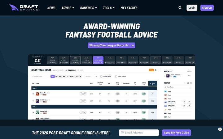 Skærmbillede af draftsharks.com