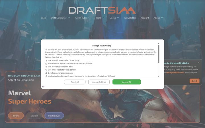 Screenshot of draftsim.com