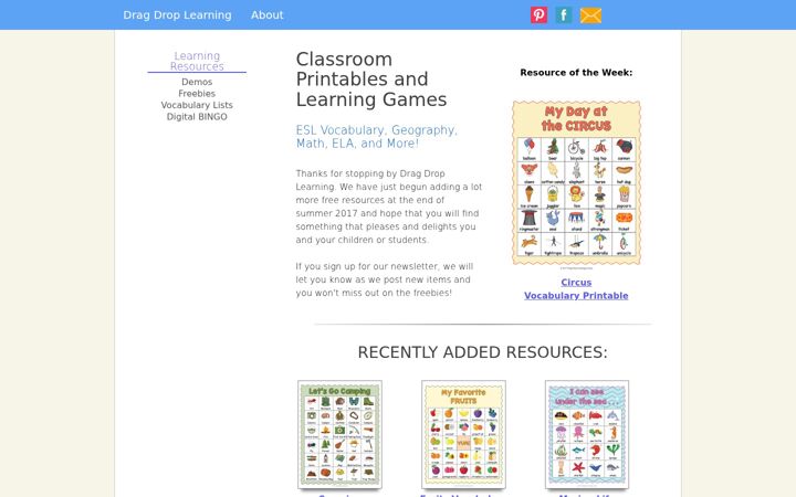 Screenshot of dragdroplearning.com