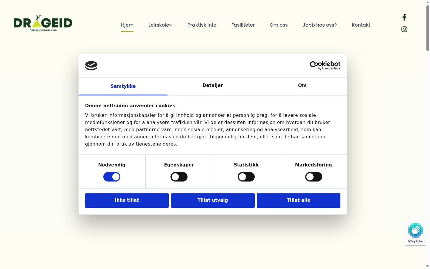 Screenshot of the consent banner shown before any interaction