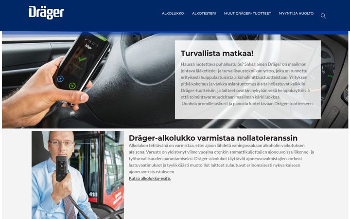 Snímek obrazovky drager.fi
