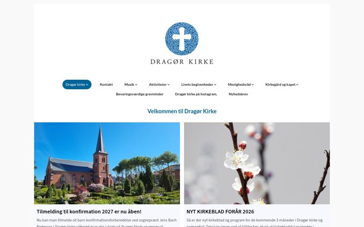 Skærmbillede af dragoerkirke.dk