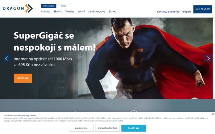 Snímek obrazovky dragon.cz