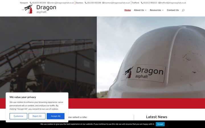 Skjámynd af dragonasphalt.co.uk