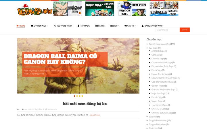 Screenshot of dragonballwiki.net