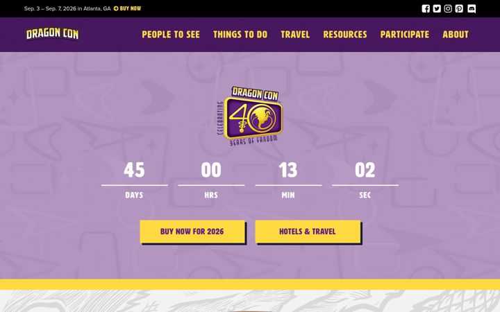 Screenshot of dragoncon.org