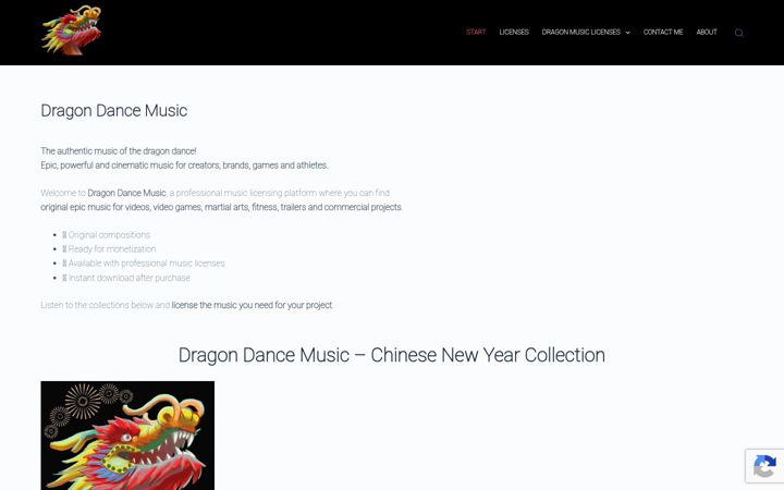 Screenshot of dragondancemusic.com
