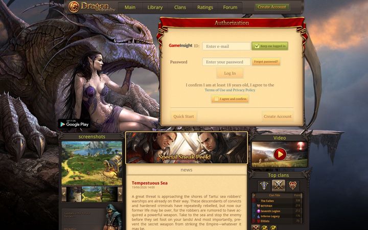 Screenshot of dragoneternity.com