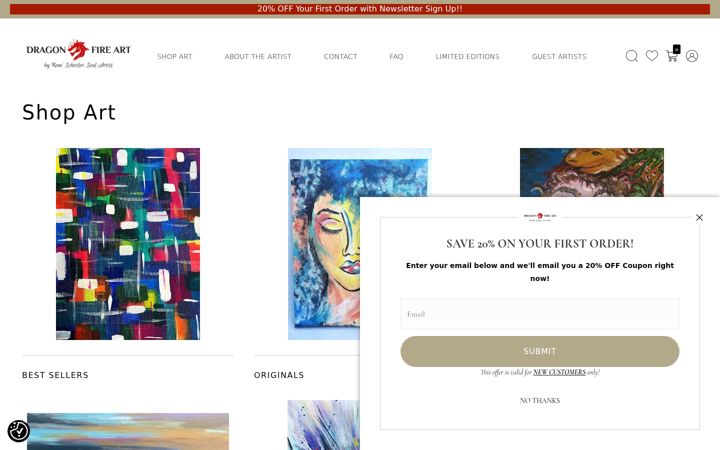 Screenshot of dragonfireart.com