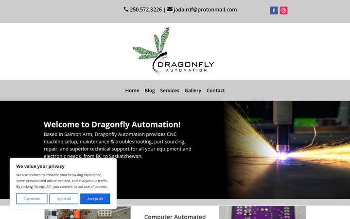 Captura de pantalla de dragonflyautomation.ca