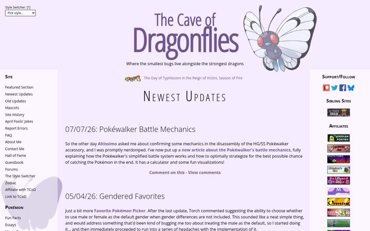 Screenshot of dragonflycave.com