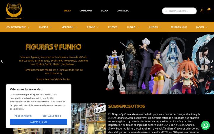 Screenshot of dragonflycomics.net
