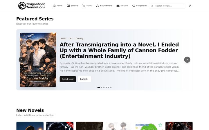 Screenshot of dragonholictranslations.com